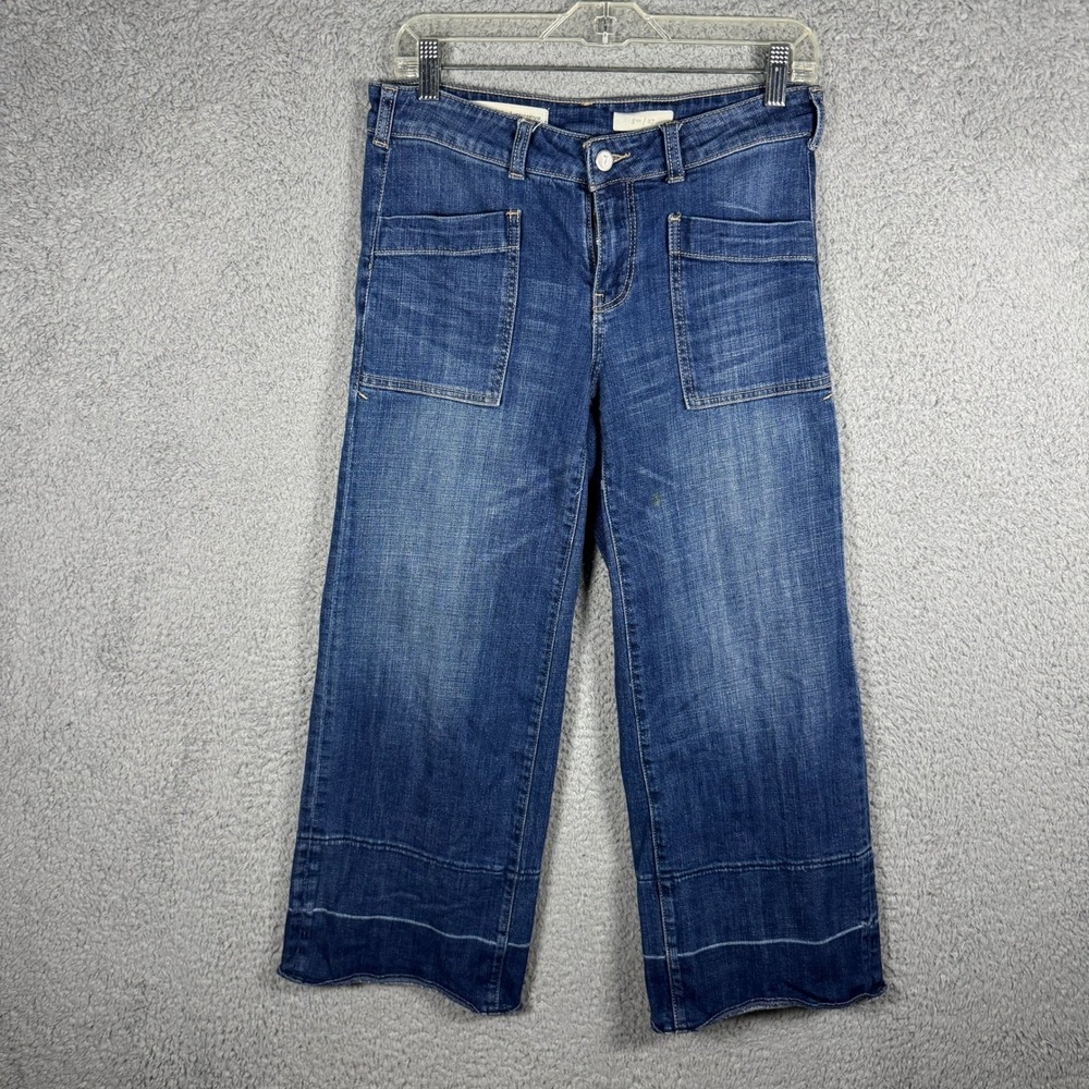 Pilcro and the Letterpress Women Wide Leg Crop Jeans Medium Wash Blue Sz 27 (30)